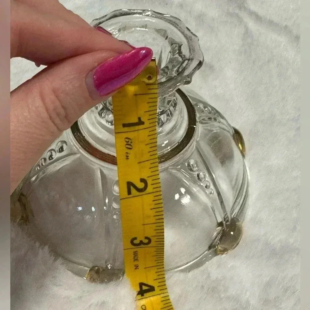 MCM Gold Trim Candleholder Candlestick Glass Beaded - Picture 6 of 9